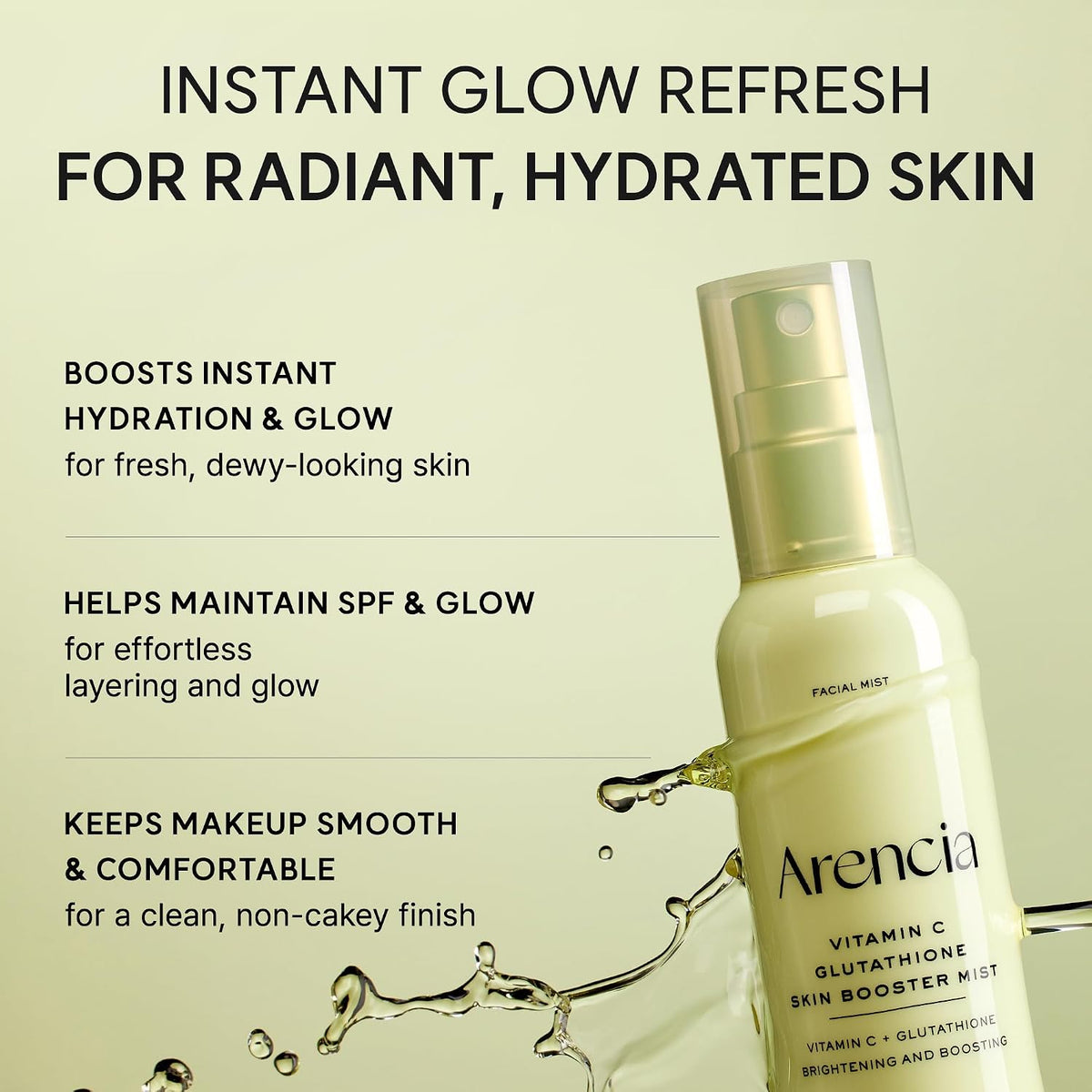 Arencia Vitamin C & Glutathione Skin Booster Mist - Hydrating Glow Facial Spray 100ml