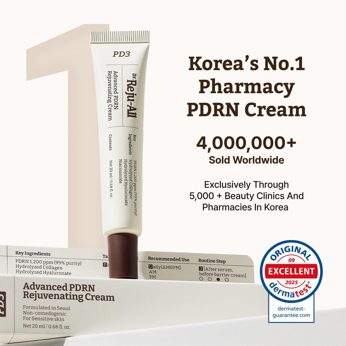 Dr.Reju-All Advanced PDRN Rejuvenating Cream - 1200ppm Salmon DNA Gel Moisturizer 20ml